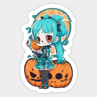 Halloween Skeleton Kawaii Girl Sticker